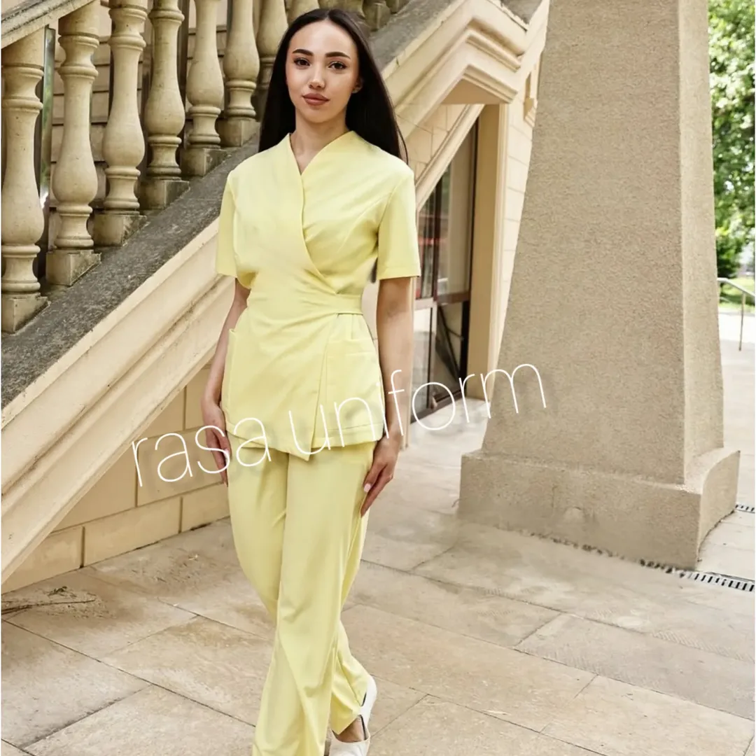 ست یونیفرم پزشکی زنانه زرد کره ای